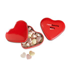 Branded Heart tin box with candies