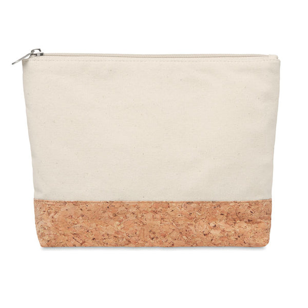 Branded Cork & cotton cosmetic bag