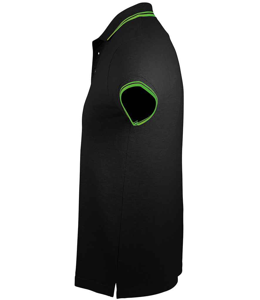 SOL'S Pasadena Tipped Cotton Piqué Polo Shirt Black/Lime Green