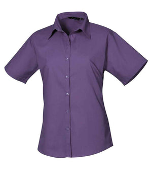 Premier Ladies Short Sleeve Poplin Blouse Purple