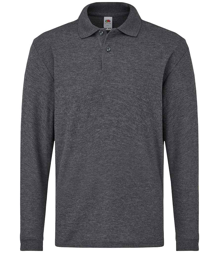 Fruit of the Loom Kids Long Sleeve Poly/Cotton Piqué Polo Shirt Dark Heather