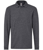 Fruit of the Loom Kids Long Sleeve Poly/Cotton Piqué Polo Shirt Dark Heather