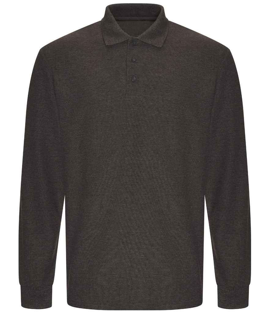 Pro RTX Pro Long Sleeve Piqué Polo Shirt Charcoal