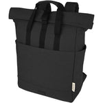 Branded Joey 15” GRS recycled canvas rolltop laptop backpack 15L