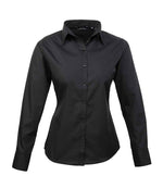 Premier Ladies Long Sleeve Poplin Blouse Black