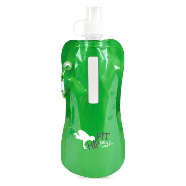 Metallic 400ml Roll Up Water Bottle with Caribineer