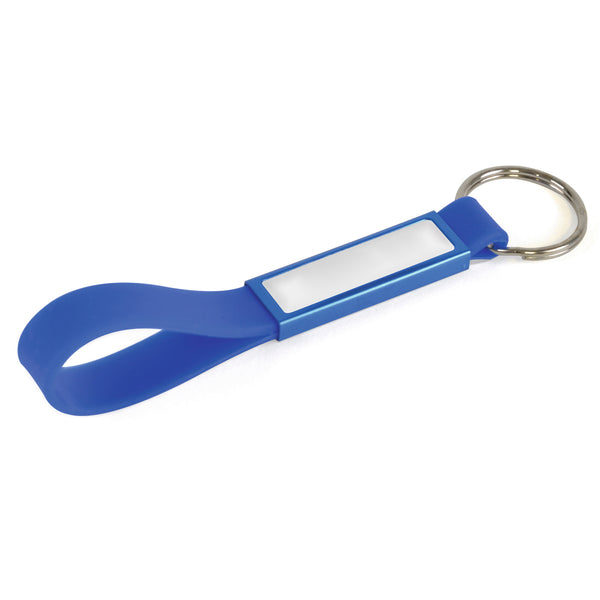 Silicon Loop Keychain With Aluminium Patch And Silver Split Ring