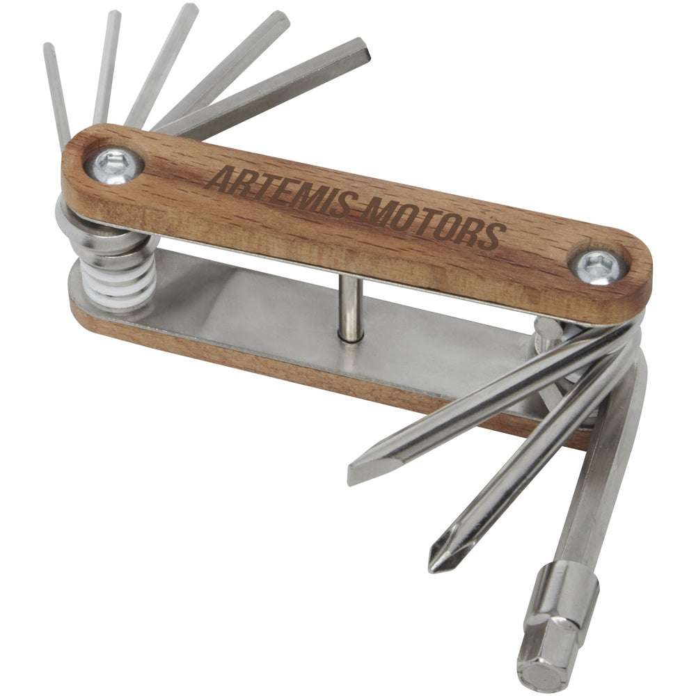 Branded Fixie 8-function wooden bicycle multi-tool