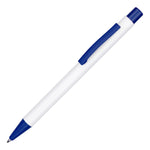 Branded TRAVIS COLOUR Ball Pen in White with trim
