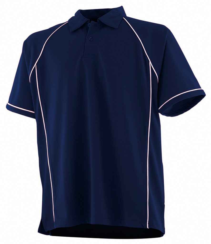 Finden + Hales Performance Piped Polo Shirt Navy/White