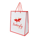 Branded Newquay White Paper Bag with trim and contrasting rope handles