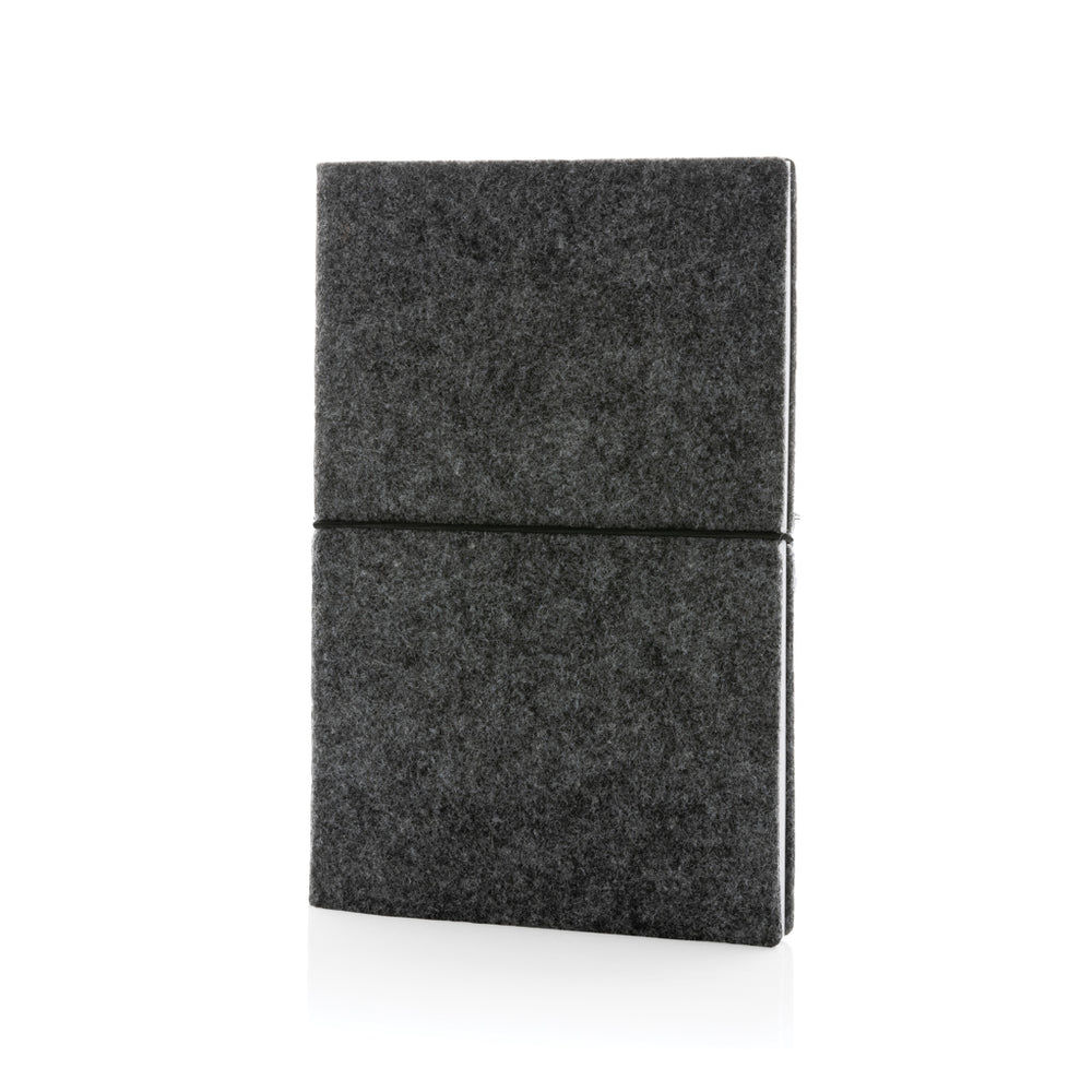 Branded GRS certified recycled felt A5 softcover notebook