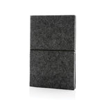 Branded GRS certified recycled felt A5 softcover notebook