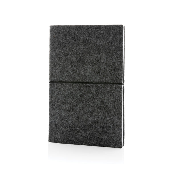 Branded GRS certified recycled felt A5 softcover notebook