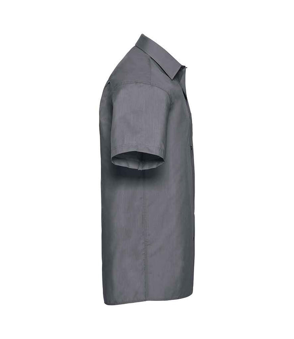 Russell Collection Short Sleeve Easy Care Poplin Shirt Convoy Grey