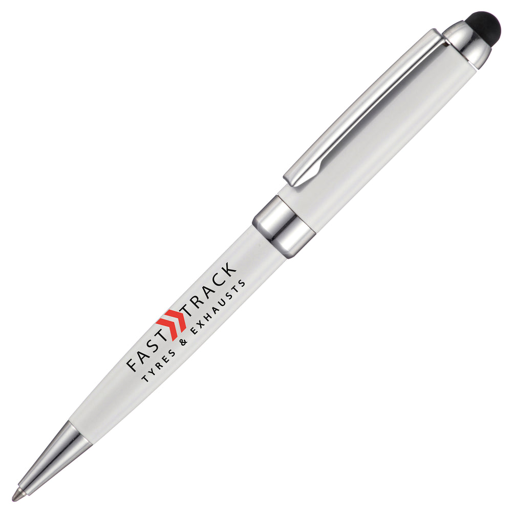 Branded ASTON STYLUS ball pen with chrome trim