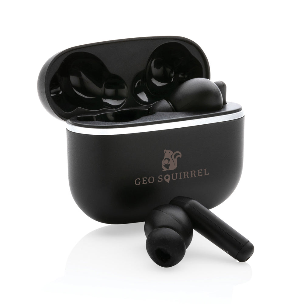 Branded RCS recycled plastic Swiss Peak TWS earbuds 2.0