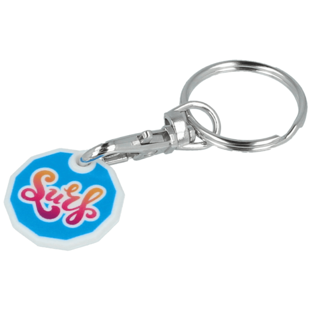 Branded Recycled Plastic Trolley Coin Keyring
