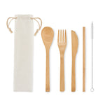Branded Bamboo cutlery with straw