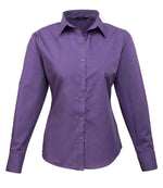 Premier Ladies Long Sleeve Poplin Blouse Purple
