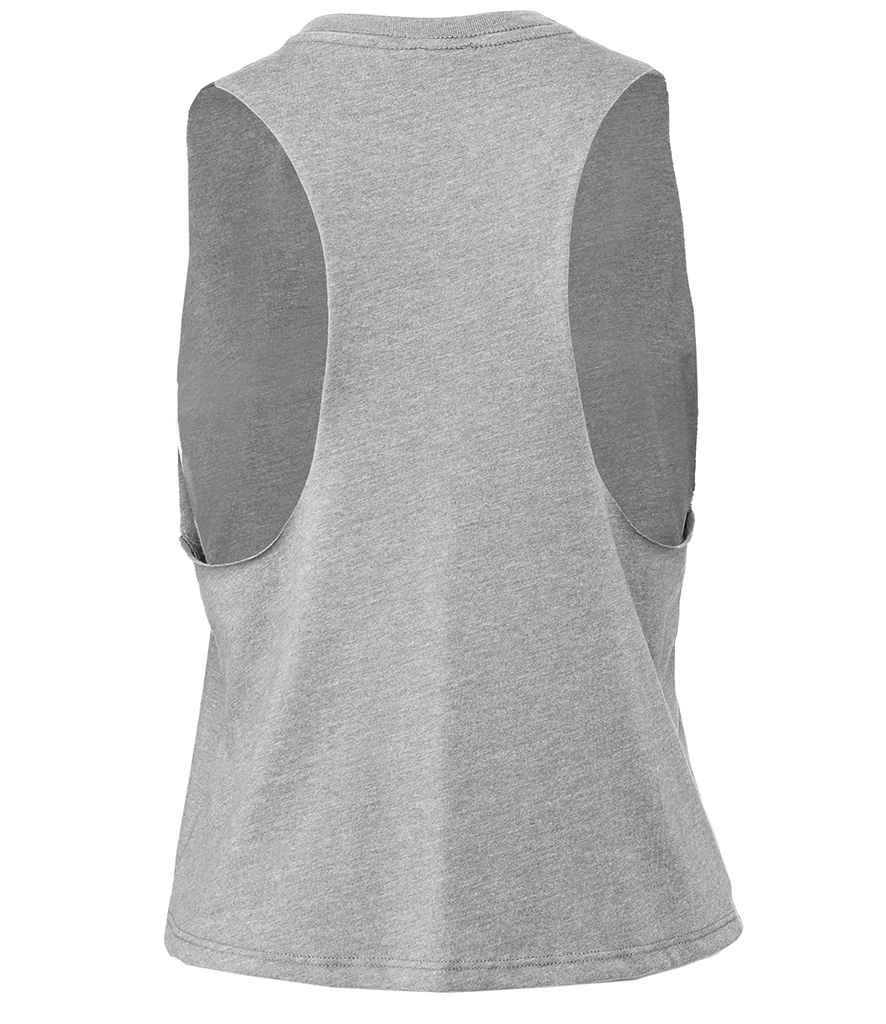 Bella Ladies Racer Back Cropped Tank Top Athletic Heather