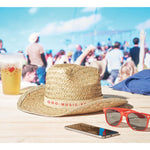 Branded Natural straw cowboy hat