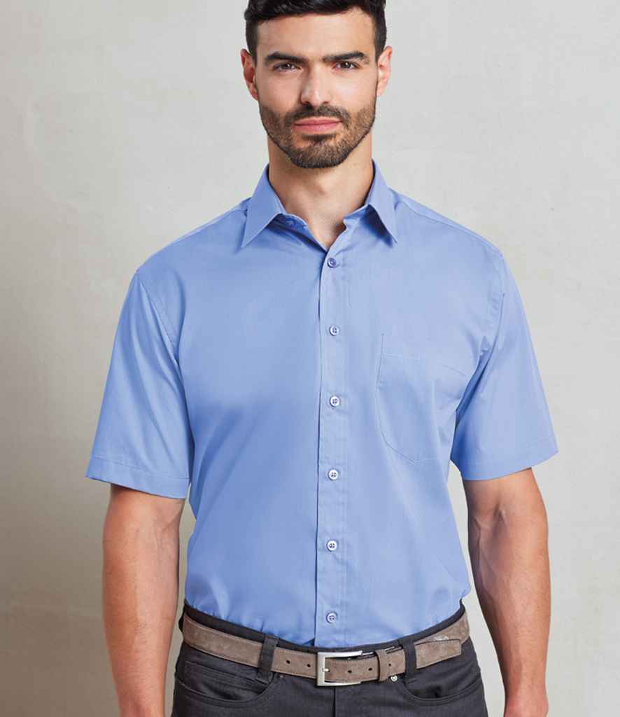 Premier Short Sleeve Poplin Shirt Mid Blue