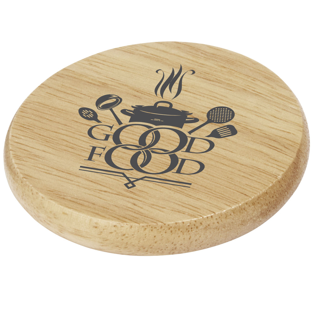 Branded Scoll wooden coaster with bottle opener