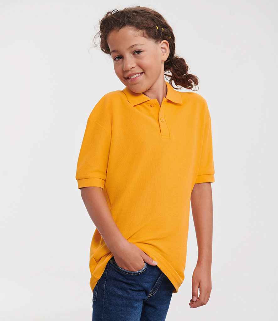 Russell Schoolgear Kids Poly/Cotton Piqué Polo Shirt Yellow