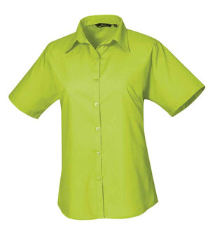 Premier Ladies Short Sleeve Poplin Blouse Lime Green