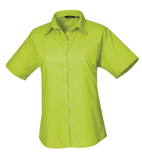 Premier Ladies Short Sleeve Poplin Blouse Lime Green