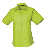 Premier Ladies Short Sleeve Poplin Blouse Lime Green