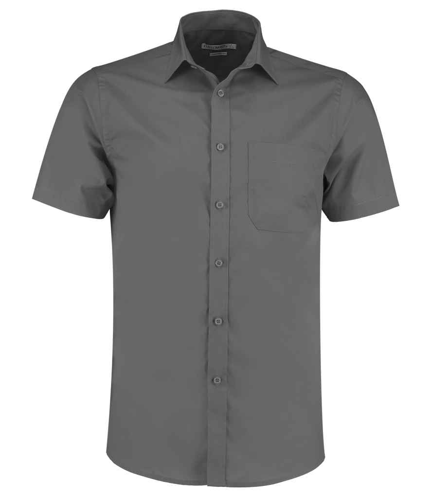 Kustom Kit Short Sleeve Tailored Poplin Shirt Graphite Grey