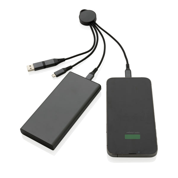 Branded Terra RCS recycled aluminium 6-in-1 charging cable