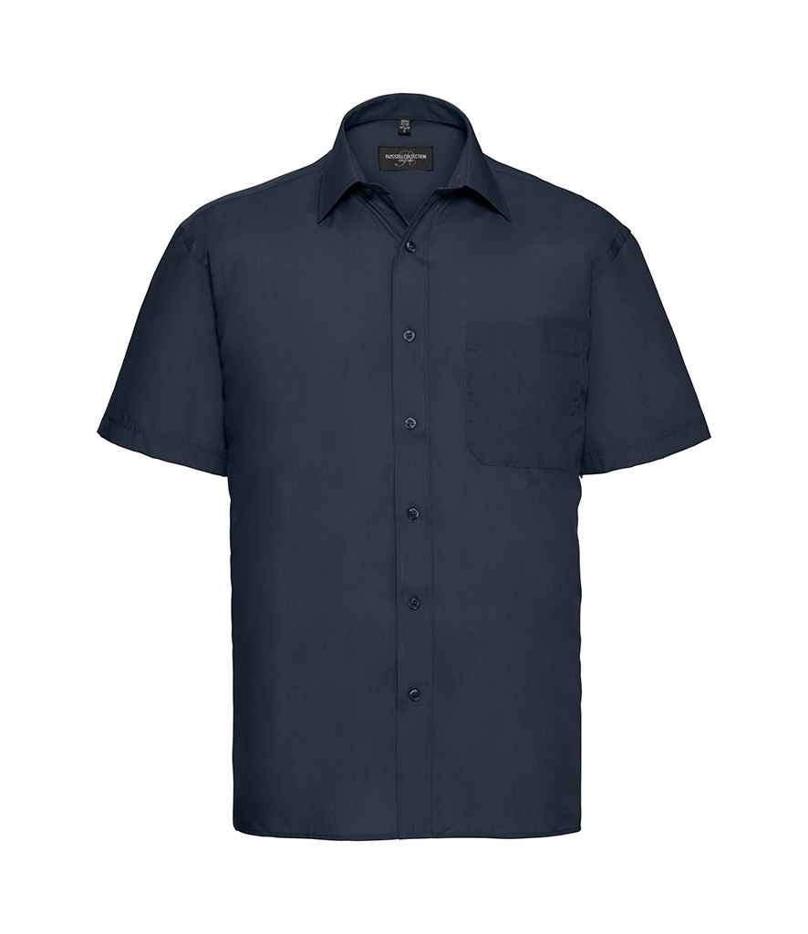 Russell Collection Short Sleeve Easy Care Poplin Shirt French Navy
