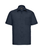 Russell Collection Short Sleeve Easy Care Poplin Shirt French Navy