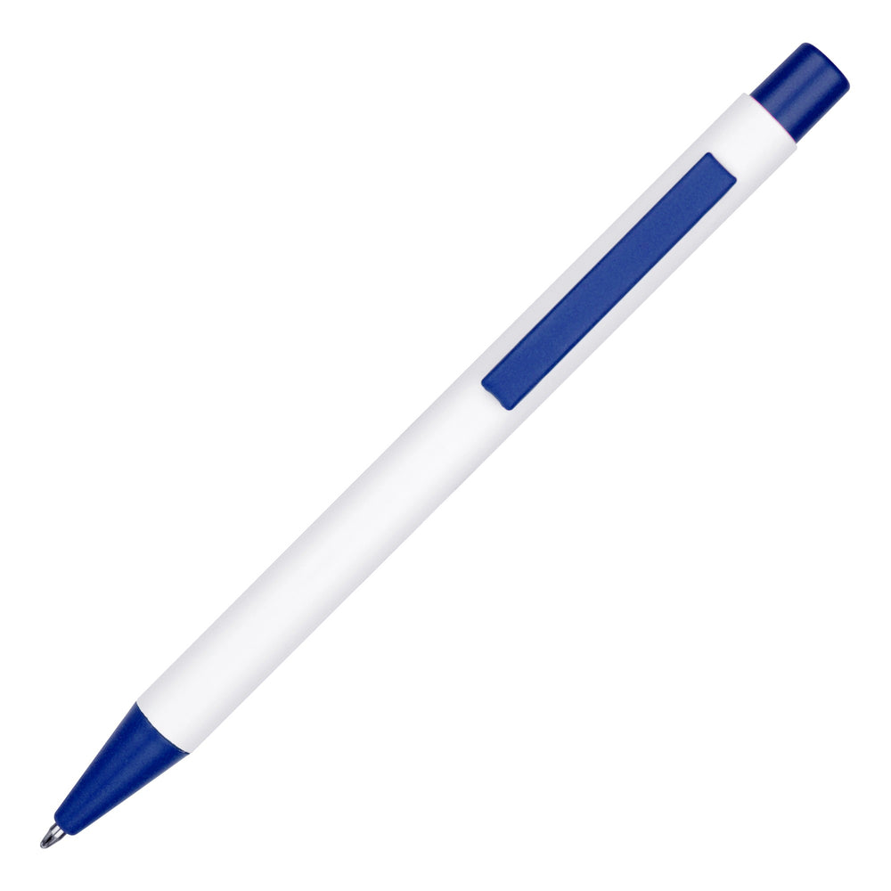 Branded TRAVIS COLOUR Ball Pen in White with trim