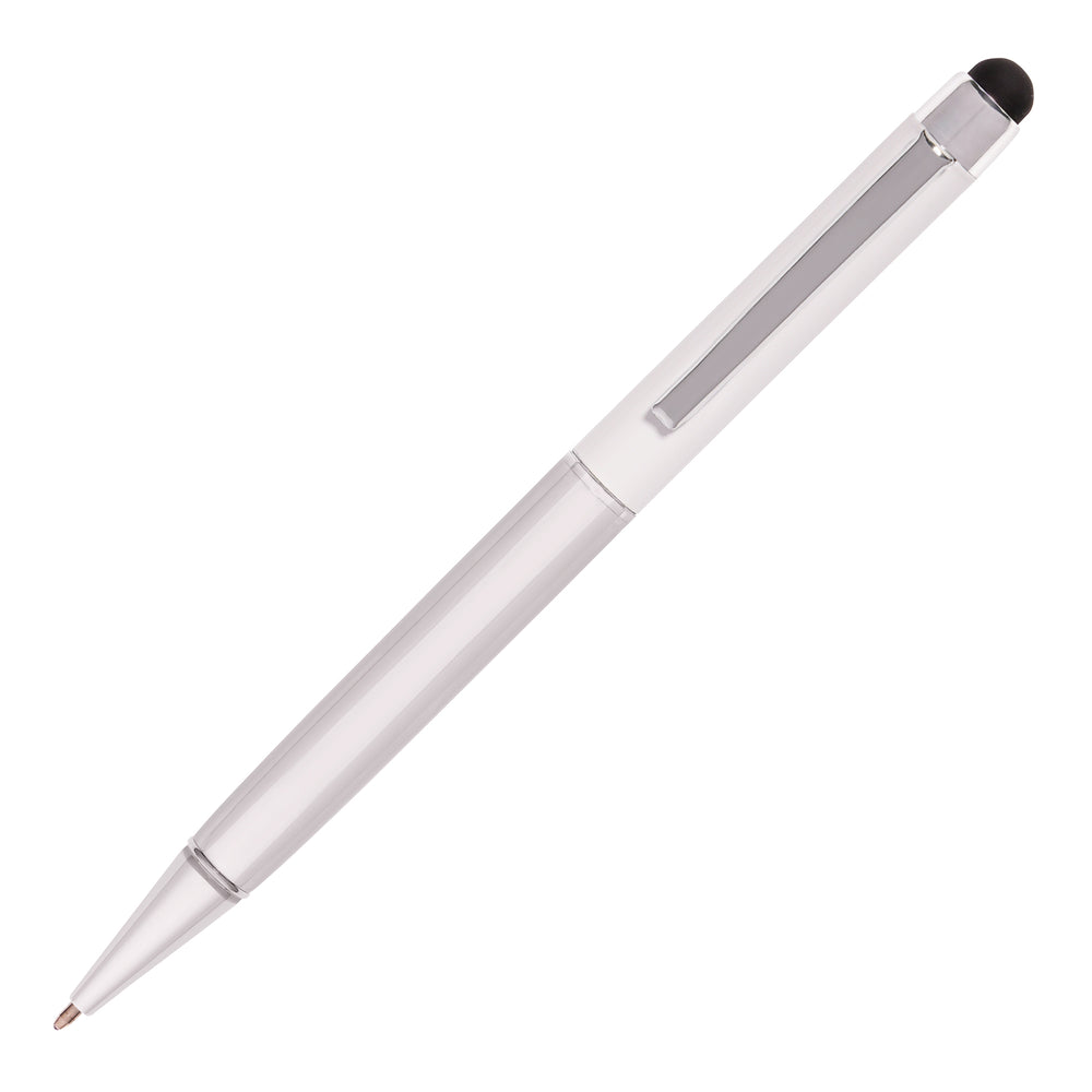 HARRIS Silver Metal Pen. WHITE Upper Barrel. Chrome Undercoat.