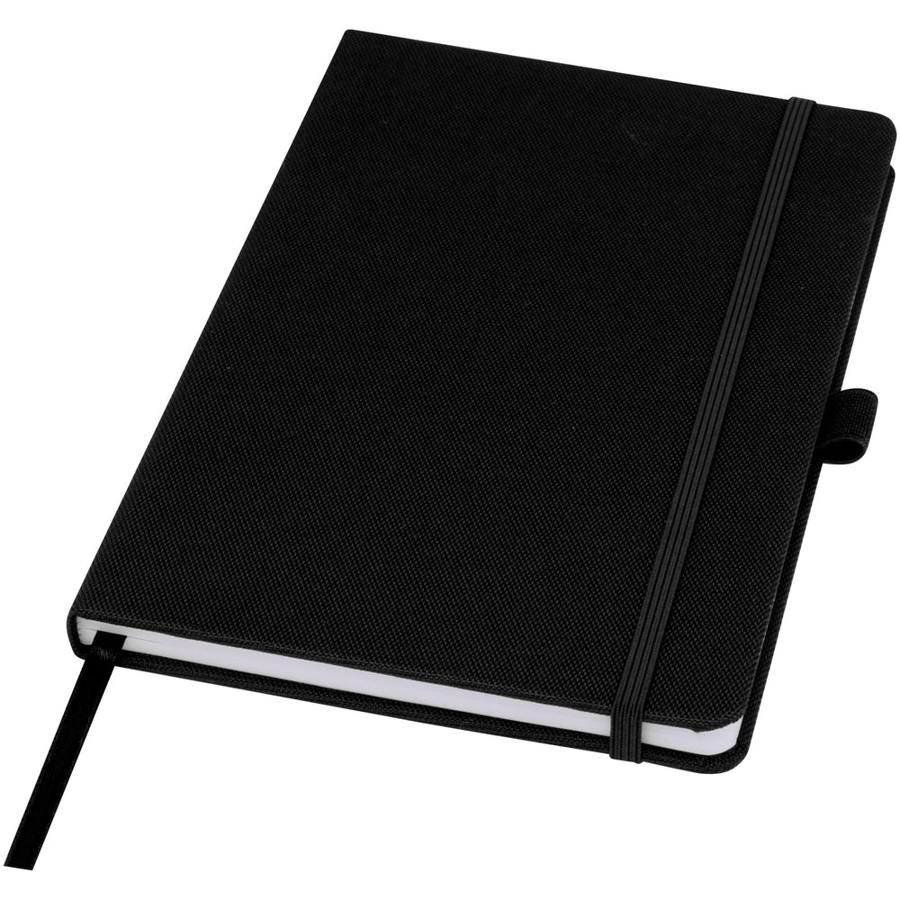 Branded Honua A5 recycled paper notebook with recycled PET cover