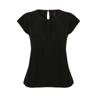 Henbury Ladies Pleat Front Short Sleeve Blouse