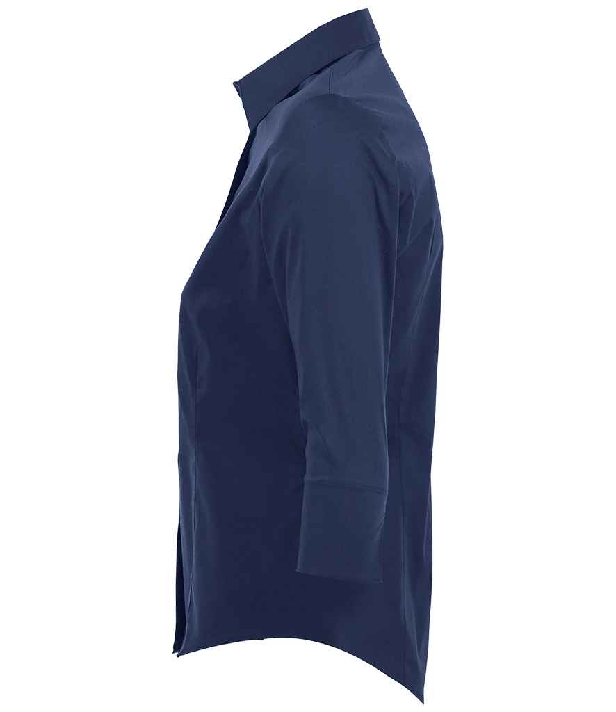 SOL'S Ladies Effect 3/4 Sleeve Fitted Shirt Dark Blue