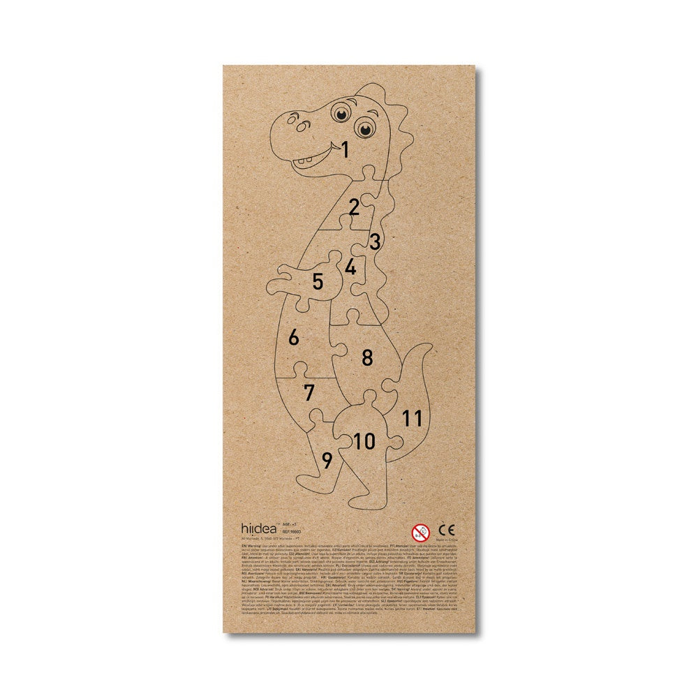 DIPLODOCO. Dinosaur-shaped puzzle in pine plywood