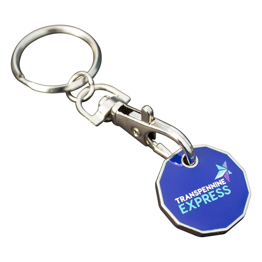 Branded Metal Trolley Coin Keyring - Full Colour Printed
