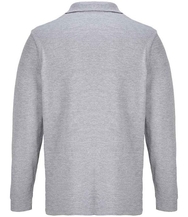 SOL'S Unisex Pacific Long Sleeve Piqué Polo Shirt Grey Marl