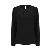 Henbury Ladies Pleat Front Long Sleeve Blouse
