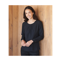Henbury Ladies Pleat Front Long Sleeve Blouse