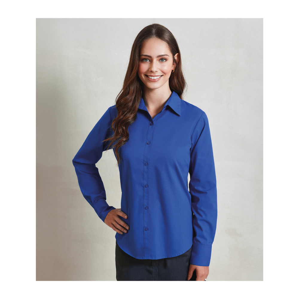 Premier Ladies Long Sleeve Poplin Blouse