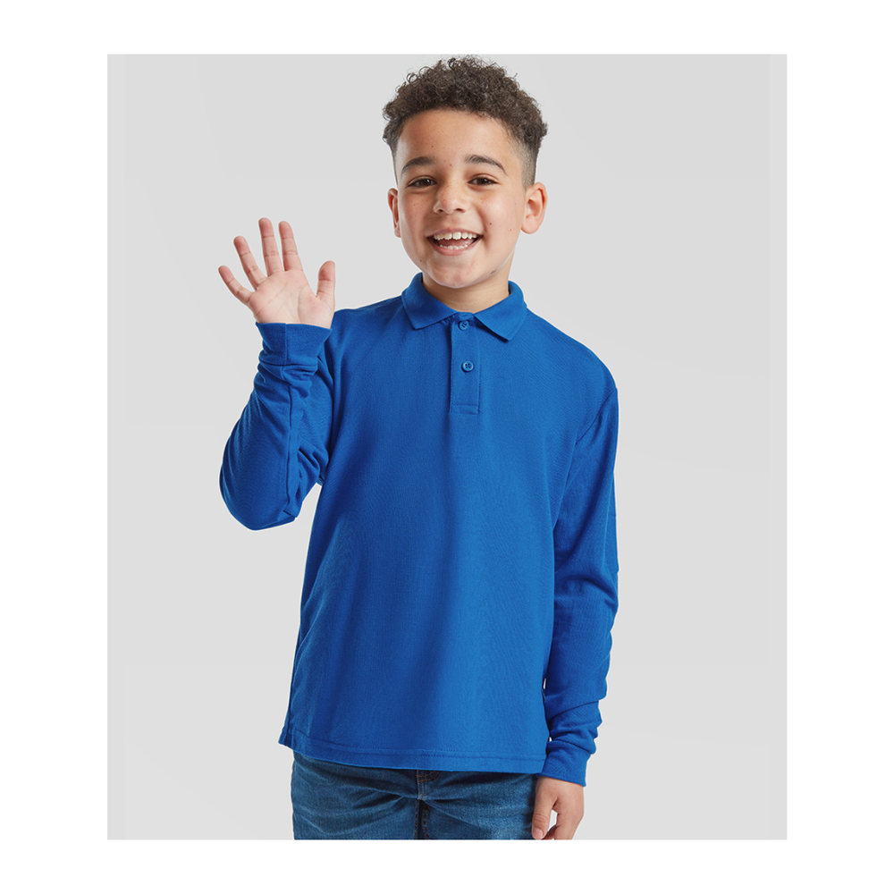 Fruit of the Loom Kids Long Sleeve Poly/Cotton Piqué Polo Shirt
