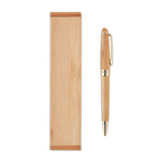 Branded Bamboo twist ball pen in box