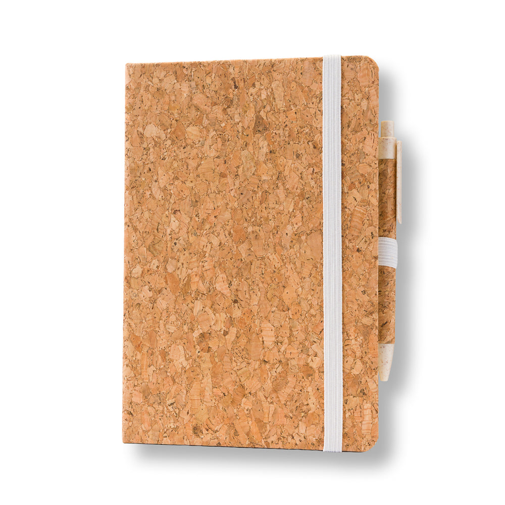 Branded A5 cork notebook with pen